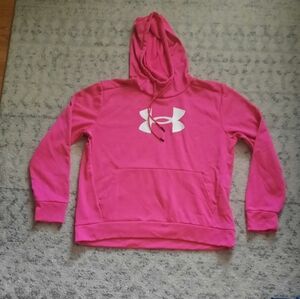 Under Armour Hot Pink Pullover Hoodie with White Logo